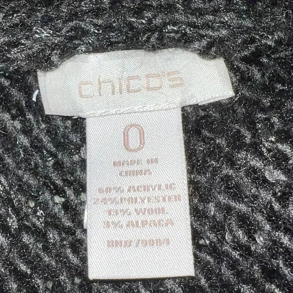 Chico’s Women’s Black Alpaca Blend 3/4 Sleeve Cardigan with Sequins Size 0 - Picture 9 of 16